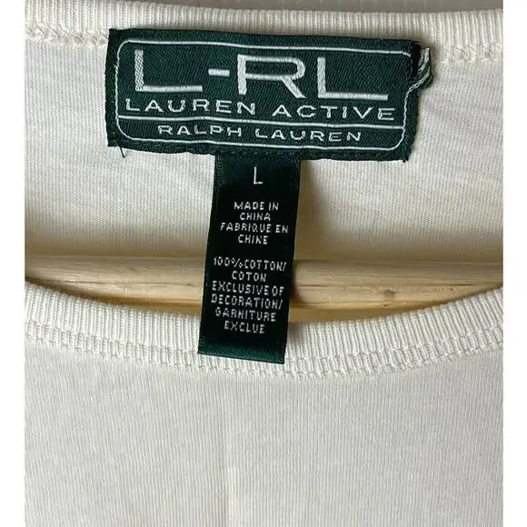 L-RL Lauren Active Ivory Long Sleeve Shirt Women's Size L - Picture 4 of 5